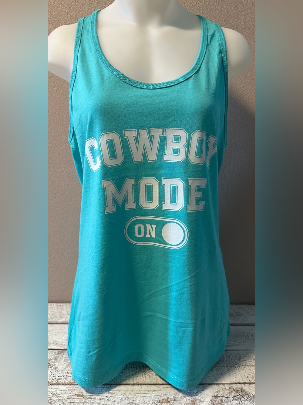 Cowboy Mode On Racer Back Tank Top - NIP